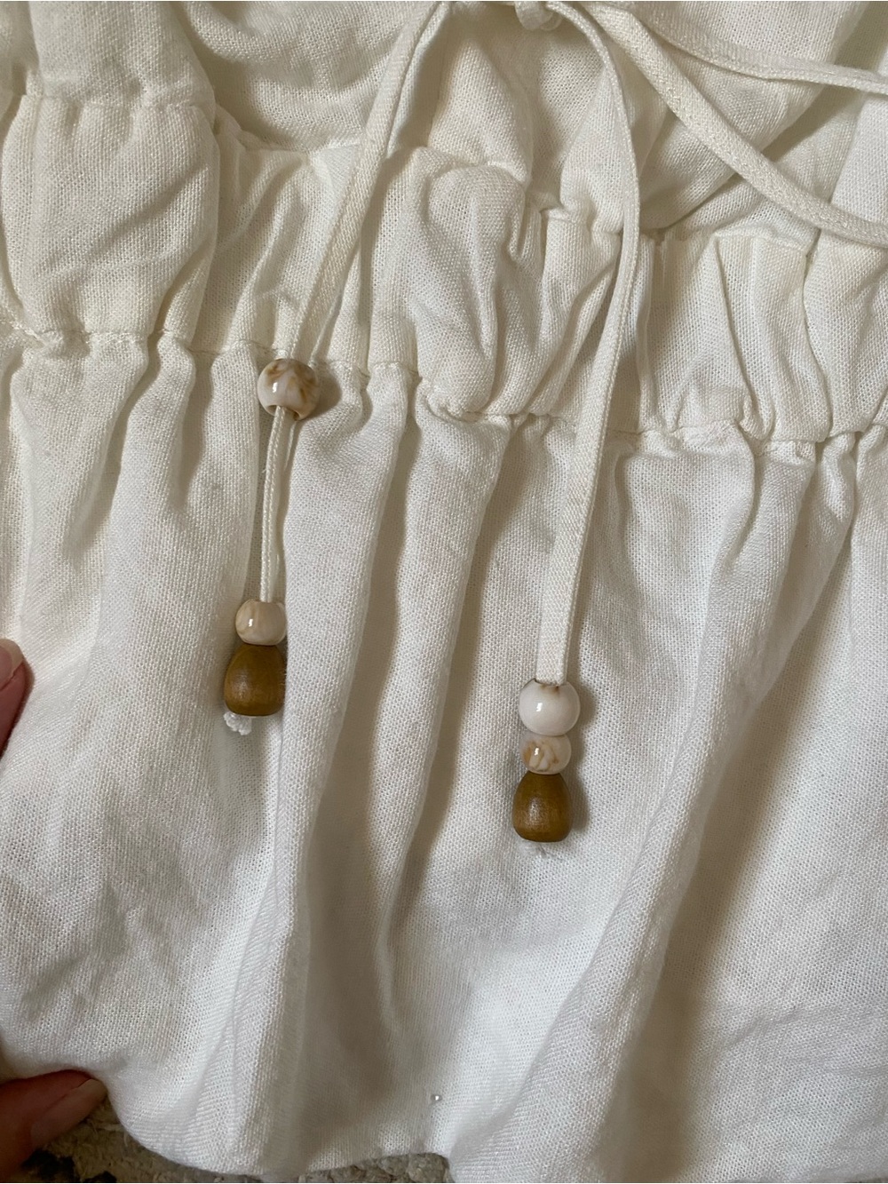 Zara White Linen-Blend Ruched Spaghetti Strap Top - Picture 7 of 8